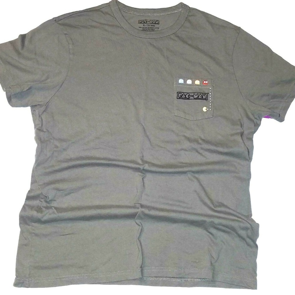 PAC-MAN Pocket T-Shirt | Green/Gray | XL | NWOT